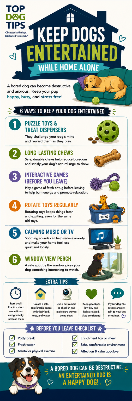 How to Keep Dogs Entertained While Home Alone Infographic