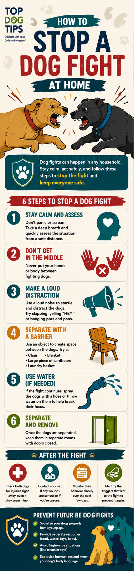 How to Stop a Dog Fight at Home Infographic