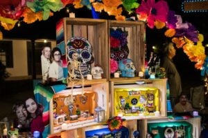 A decorated Ofrenda for Dia De Los Muertos